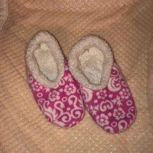 Pink and White Snoozie Slippers